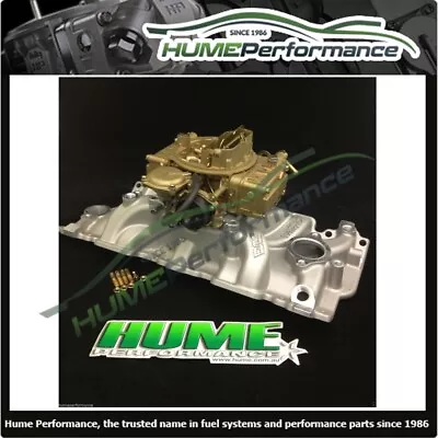 SMALL BLOCK CHEV SBC 283 400 WEIAND MANIFOLD HOLLEY ELE CARBURETTOR RECO PACKAGE - Image 1 of 2
