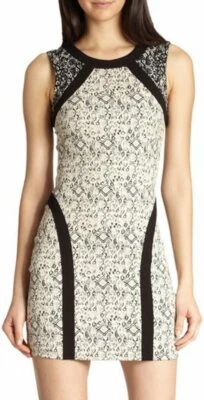 Parker Jagger резинке эластичной Джерси короткое обтяжку платье напечатано черный бежевый S - Изображение 1 из 4