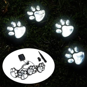 Solar Dog Cat Animal Paw Print Lights, LED Solar Garden Path Lawn Yard Decor ... - Picture 1 of 7