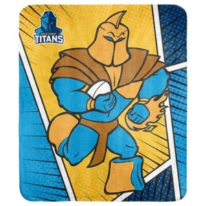 127291 GOLD COAST TITANS NRL TEAM MASCOT CORAL FLEECE THROW RUG PICNIC BLANKET - Foto 1 di 1