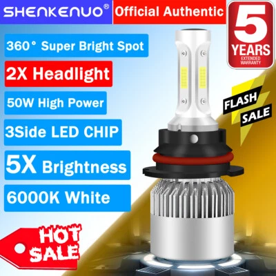 HID White LED 9007 HB5 Hi/Low Beam Headlight Bulbs For Mack CH 613 SFA Box Truck - Image 1 of 4