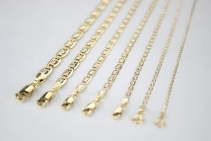 Authentic 10K Yellow White Rose Gold Tri-Color Valentino Chain 1.5-6mm/16"-30" - Picture 1 of 19