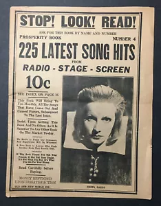Stop! Look! Read! Latest Song Hits No. #4 Greta Garbo Cover & Clara Bow 1941 - Picture 1 of 6
