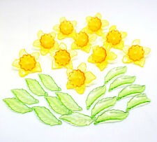 Acrylic daffodil flowers and leaves beads