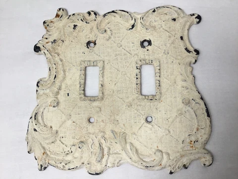 Ornate Antiqued Light Switch cover plate 5" x 5 3/16 Cover