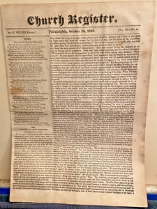 1828 Registro Chiesa Giornale Raro Ritrovamento Volume 3 n. 43 sette ebraiche - Foto 1 di 4