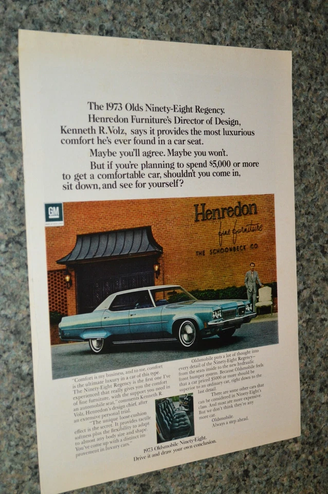 Oldsmobile 98 Regency 1973 anuncio original impreso 73 olds noventa y ocho Foto 1 de 1