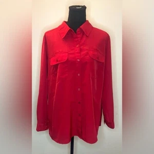 Kim Rogers- Button-down red long-sleeve business causal blouse Size 1X - Picture 1 of 4