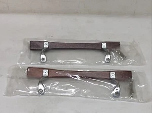 Lot Of (2) Sliding Patio Door Handle Replacement Wood, Chrome Brackets - Picture 1 of 2