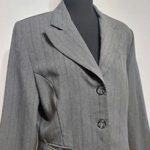 Fashion Bug XL?  Gray Pinstripe Peplum Blazer Jacket Career Workwear  - Picture 1 of 11
