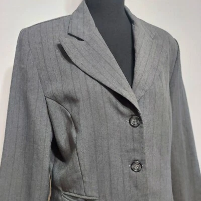 Fashion Bug XL?  Gray Pinstripe Peplum Blazer Jacket Career Workwear  - Image 1 of 4
