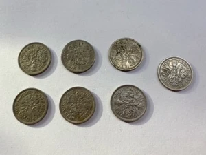 Great Britain 6 pence coins. Set of 7 - Picture 1 of 5