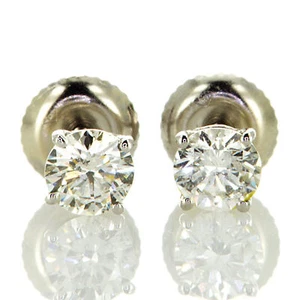 Real Diamond Stud Earrings Round Shape 0.82 TCW G Color SI1 Treated Solitaire - Picture 1 of 7