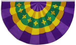 Mardi Gras 5x3ft Poly Bunting Flag - Mardi Gra Bunting Holiday Outdoor Decor - Picture 1 of 3
