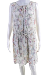 Tibi Women's Silk Sleeveless Crew Neck Geometric Tank Dress White Size 10 LL19LL - Picture 1 of 6