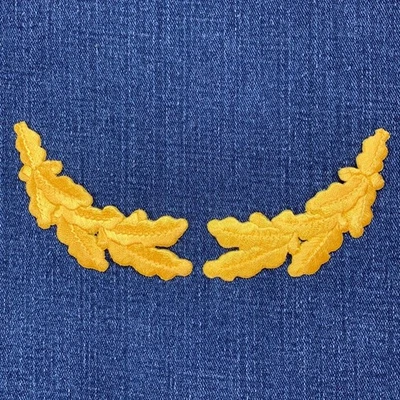 Scrambled Eggs Patch Set - Yellow Military Captain Hat Embroidered Oak Leaves - Image 1 of 2