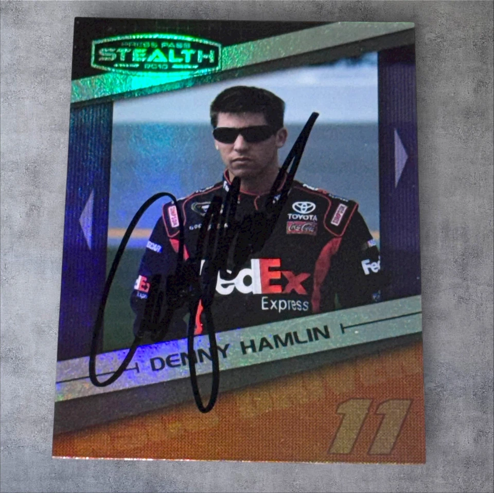 Denny Hamlin 2011 PRESS PASS STEALTH RAICNG FEDEX #11 autographed NASCAR card - Image 1 of 1
