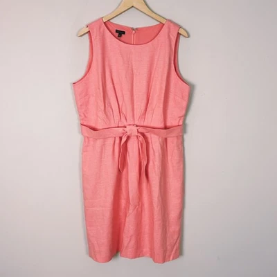 NEW Talbots Salmon Pink Sheath Dress Front Tie Size 14 Women's - Image 1 of 4