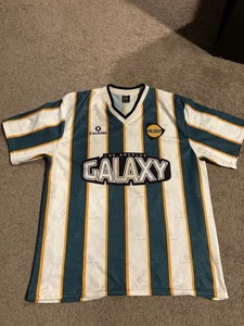Vintage 90s Los Angeles LA Galaxy MLS Striped Soccer Jersey Mens XL - Bild 1 von 6