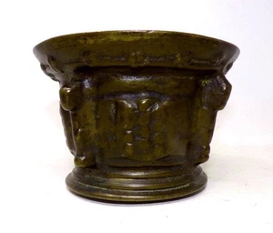 17TH CENTURY SOUTHERN EUROPEAN BRONZE MORTAR - 5 1/2" DIAMETER X 3 1/2" TALL - Picture 1 of 7