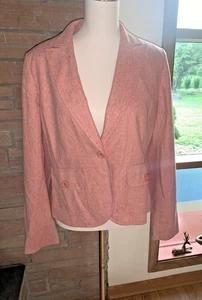 Ann Taylor Loft Womens 10 Pink Wool Silk Blend Blazer Classic Single Button - Picture 1 of 6