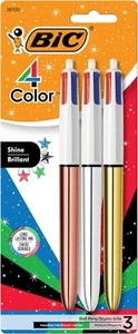 BIC 4-Color Shine Retractable 1 Count (Pack of 3), black, blue, red and green  - Foto 1 di 8
