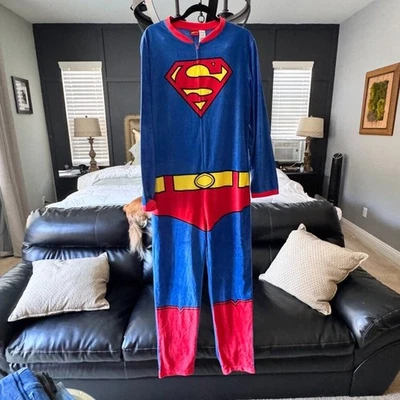 Pijama Superman Adulto Grande Azul Rojo Polar Disfraz DC Comics Ropa de Dormir Foto 1 de 4
