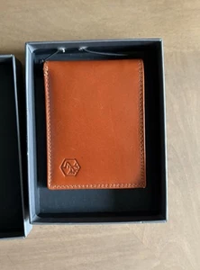 Cartera de cuero coñac súper delgada en efectivo con 6 tarjetas de crédito hechas en Pell en Italia - Imagen 1 de 7