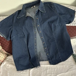 Women’s St John’s Bay Stretch Denim Button Up Shirt 2X - Picture 1 of 6