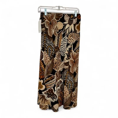 Falda Karen Kane Midi, Nueva con Etiquetas, XS Dandy Niña Estampado Animal Marrón Negro Crema, Foto 1 de 4