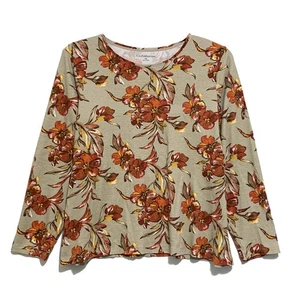 Croft & Barrow, Taupe, Orange, Rust Floral Print Pullover Top, size 1X - Picture 1 of 4