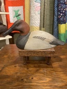 Vintage 1960s William Cranmer Miniature Canvasback Drake Duck Decoy Original - Picture 1 of 8