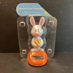 Juguete Cabeza Bobble Bailarín Alimentado por Energía Solar - Feliz Conejo de Pascua - Huevo Amarillo Naranja - Imagen 1 de 1