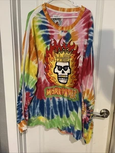Born Fly Mens Size 4XL Embroidered Patch Blue Long Sleeve T Shirt Tie dye - Picture 1 of 7