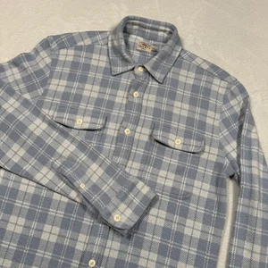 Camisa Faherty Para Hombres Pequeña Azul Gris Blanco A Cuadros Abotonada Franela Suave Informal - Imagen 1 de 9