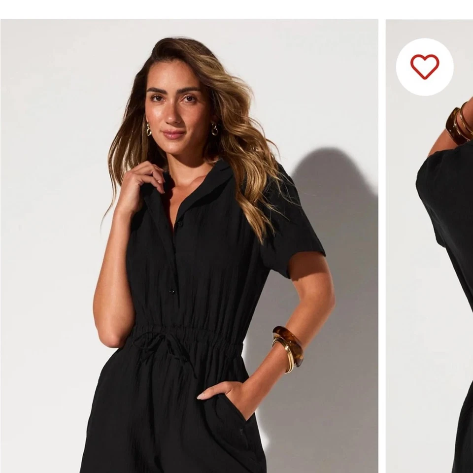 Mono Fabletics negro con cordón en la cintura, talla grande Foto 1 de 2