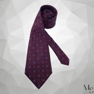 TURNBULL & ASSER Burgundy Geometric Silk Tie Hand Made In England 58”- 3.5" E.C - Picture 1 of 5