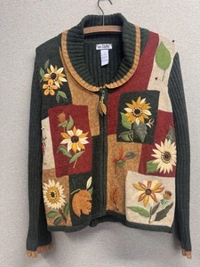 🍁 Accogliente maglione patchwork autunnale di TIARA INTERNATIONAL donna taglia media 🍂 - Foto 1 di 16