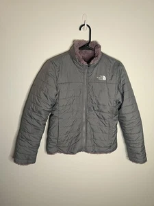 North Face Jacket Girls Medium 10/12 Reversible Fleece Full Zip Winter Warm - Picture 1 of 11