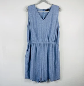 Mameluco Lane Bryant talla 18 mezcla de lino sin mangas azul - Imagen 1 de 5