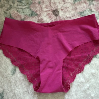 复古内裤 Victoria’s Secret XS 粉色猎豹花边背面 Cheeky 开裆 — 第 1/4 张图片