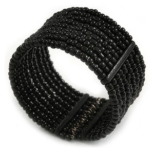 Flex-Manschettenarmband mit schwarzen Glasperlen - Medium - Bild 1 von 6