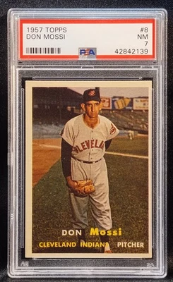 1957 Topps Don Mossi Cleveland Indians #8 PSA ¡Casi nuevo 7 esquinas afiladas! Foto 1 de 4