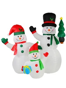 The Joyous Snowman Family Illuminated Christmas Inflatable Display - 2.2m - Picture 1 of 5