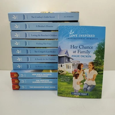 Lot of 11 Larger Print Love Inspired Paperback Books - Inspirational Romance - Image 1 of 4