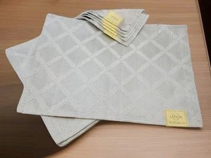 6 Lenox Platinum Laurel Leaf Placemats 13"x 18" Cotton Blend Holiday Table Decor - Picture 1 of 22