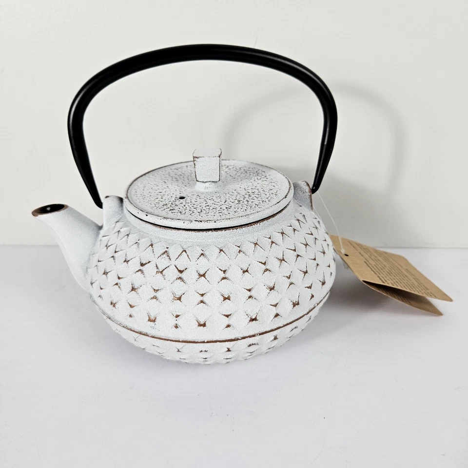 Nova chaleira de ferro fundido 32 oz bule de chá branco Nanbu Tekki com infusor de aço inoxidável - Imagem 1 de 4