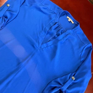 Gibson Latimer Damenbluse königsblau Urlaub minimalistisch Schlitz am Ausschnitt (XLarge) - Bild 1 von 7