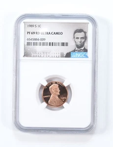 1989-S Lincoln Memorial Cent PF69 RD NGC Graded - Special Lbl *9427 - Picture 1 of 5