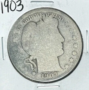 1903 BARBER SILVER HALF DOLLAR ~ ~NICE OLD COIN~ 90% SILVER - Picture 1 of 2